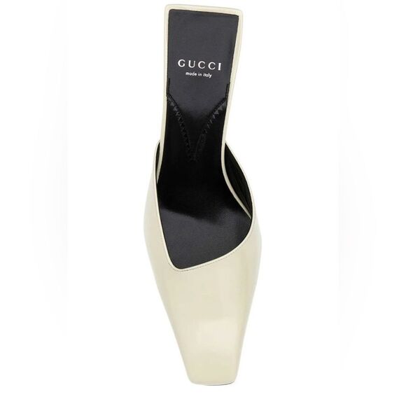 Brand new with box Gucci Cream Mules Sleek Leather Design - Picture 1 of 11